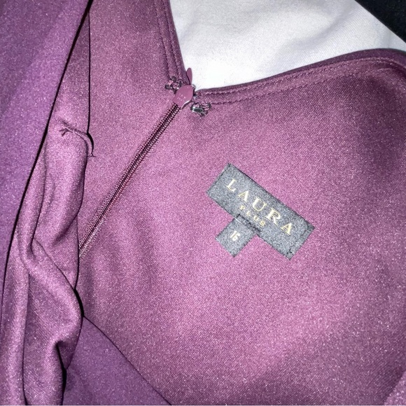 Dark Purple Formal Ruffle Dress with Slit - Picture 3 of 3